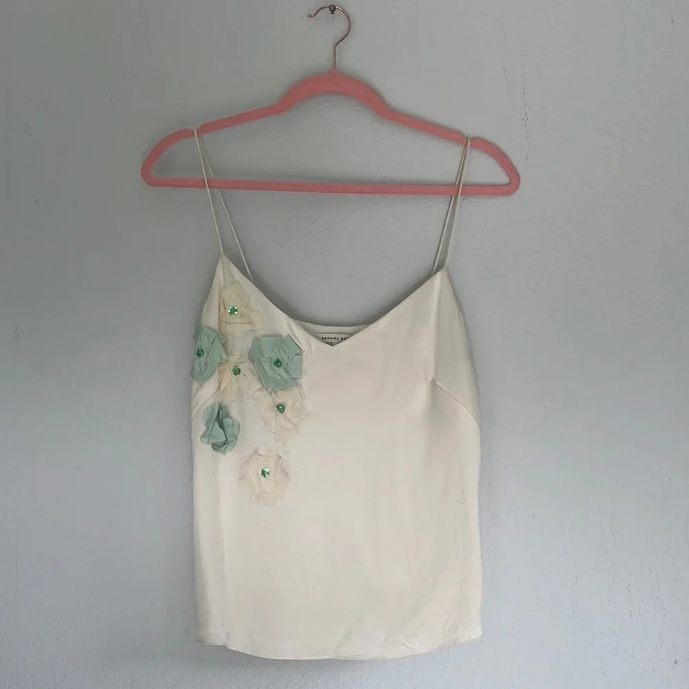 Banana Republic 100% Silk Floral Spaghetti Strap Tank Top S